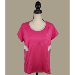 Nike Dri-Fit Pink and Light Gray Short-sleeve Athletic Tennis Top Size XL